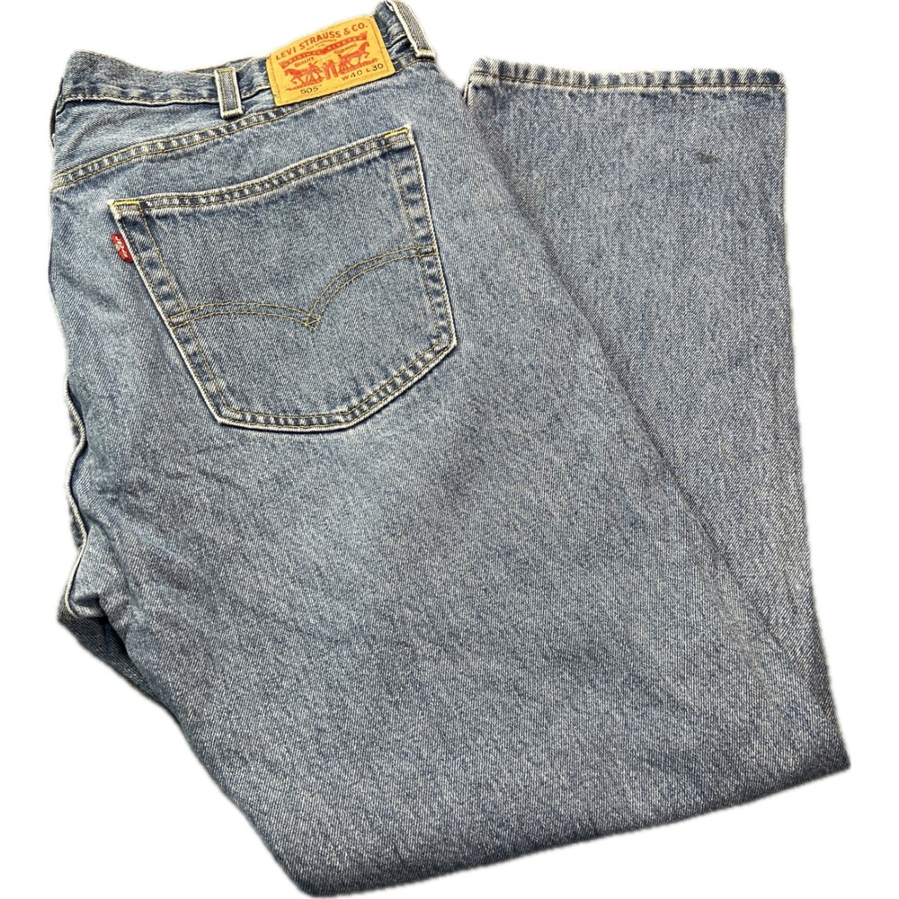 Levis 505 Regular Fit Straight Leg Jeans Mens 40x 29 Medium Wash Blue Denim